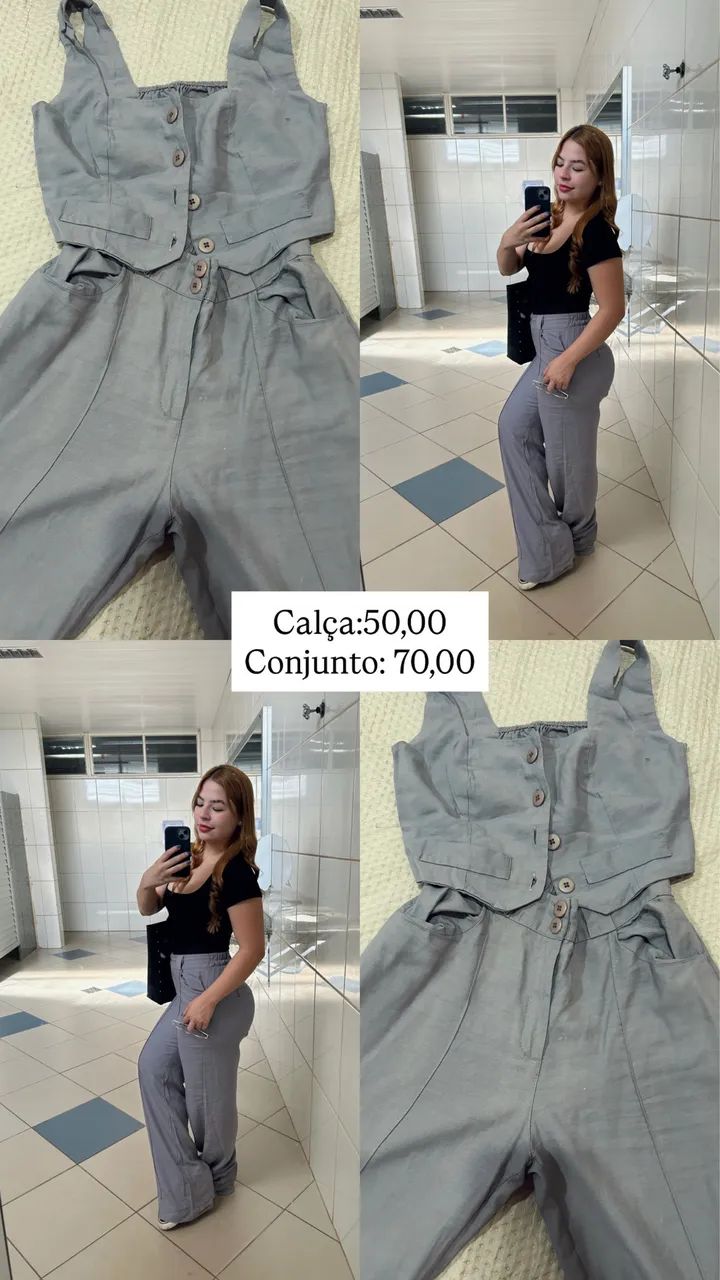 Conjunto calça e colete cinza - Foto 2