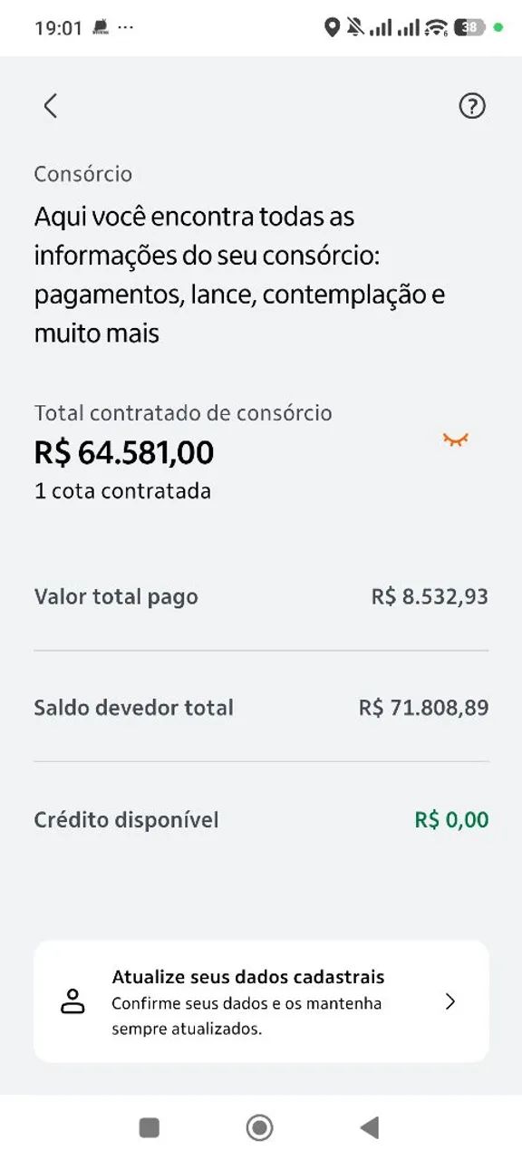 Vendo Apto em consórcio 