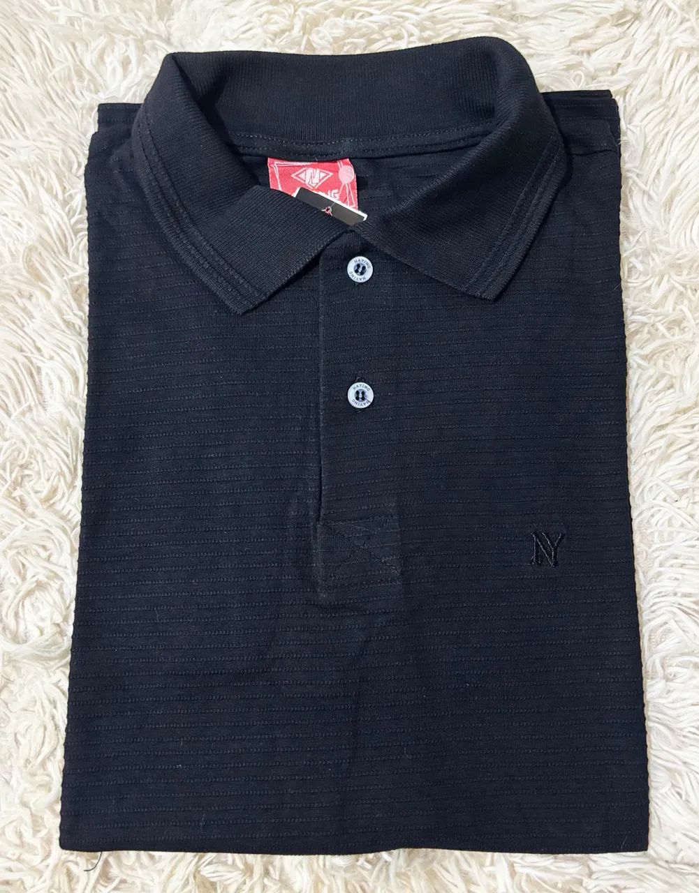 Camisa Polo Textura Preta 