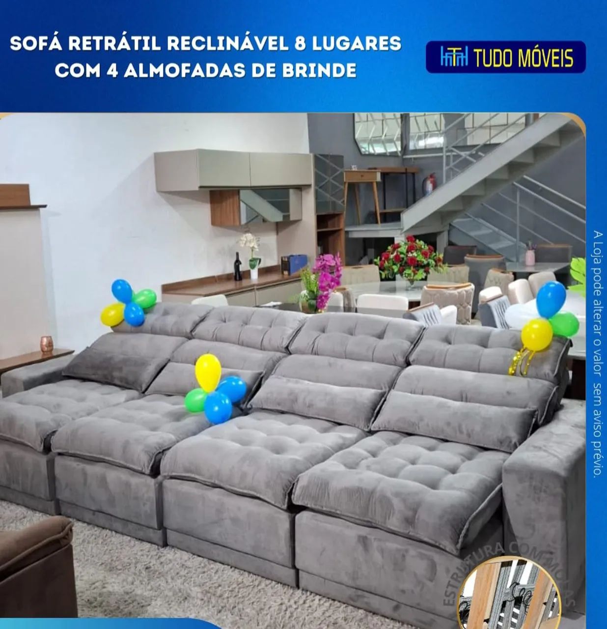SOFA RETRÁTIL E RECLINÁVEL PARA 8 PESSOAS - Foto 3