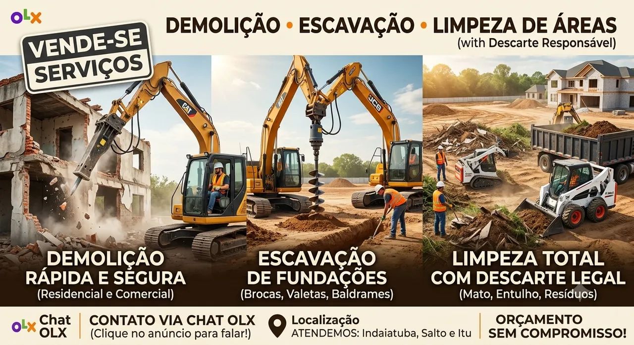 Serviço de demolição e escavação 