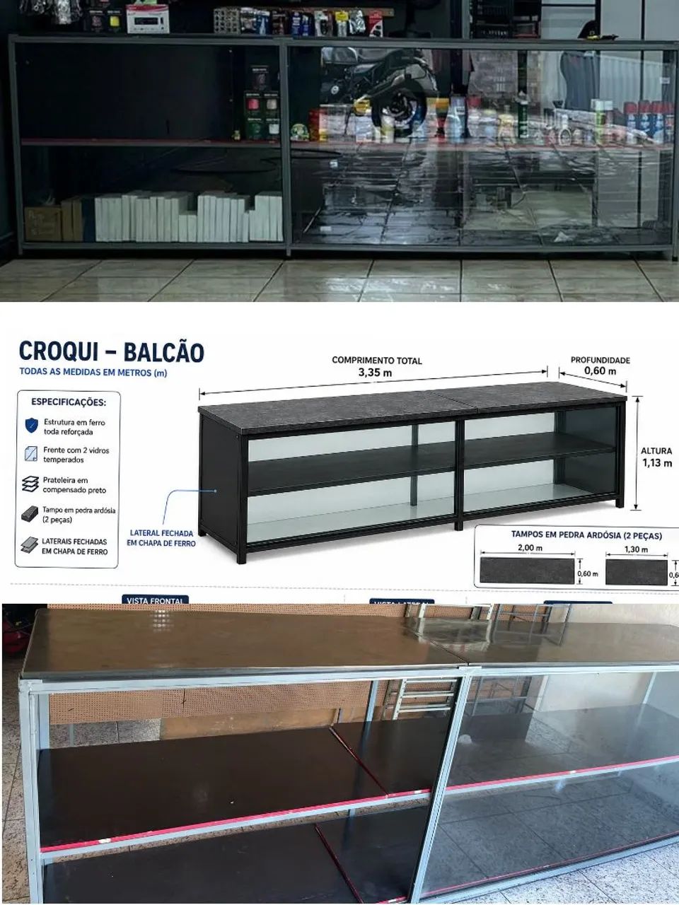Balcão de Ferro 3,35m comprimento