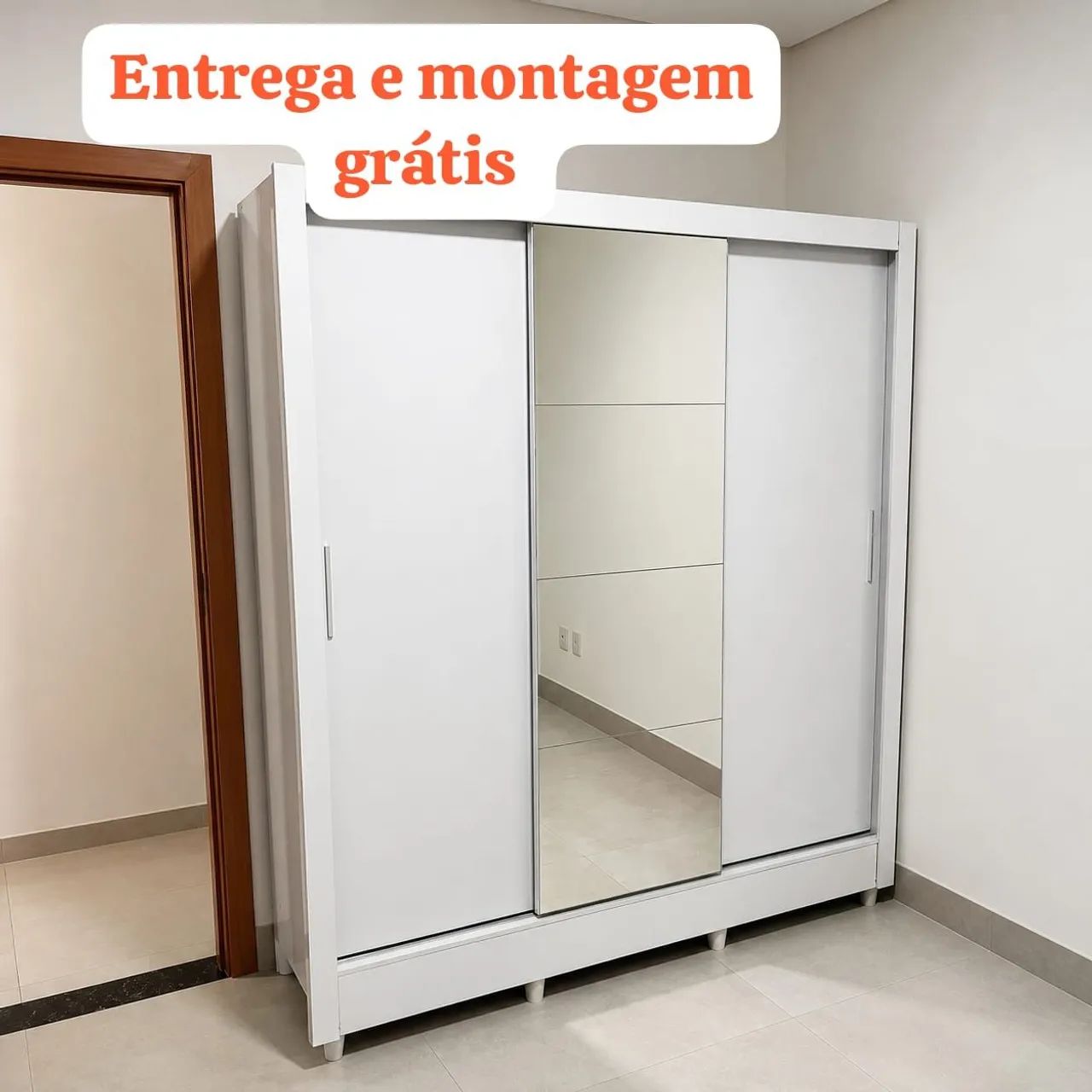 Guarda roupa Clara com espelho - Branco 