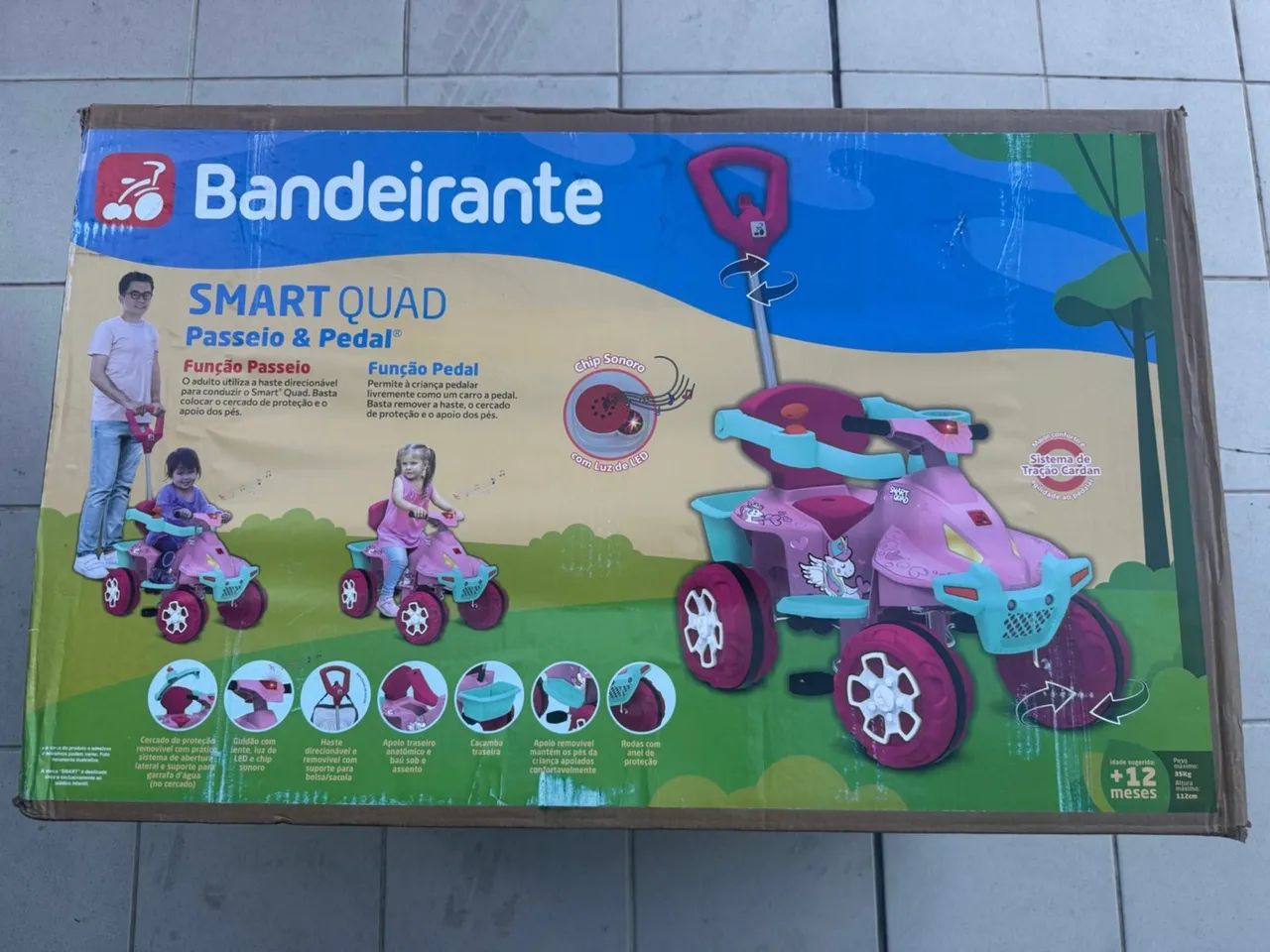 Quadriciclo infantil Smart Quad Bandeirante Rosa 