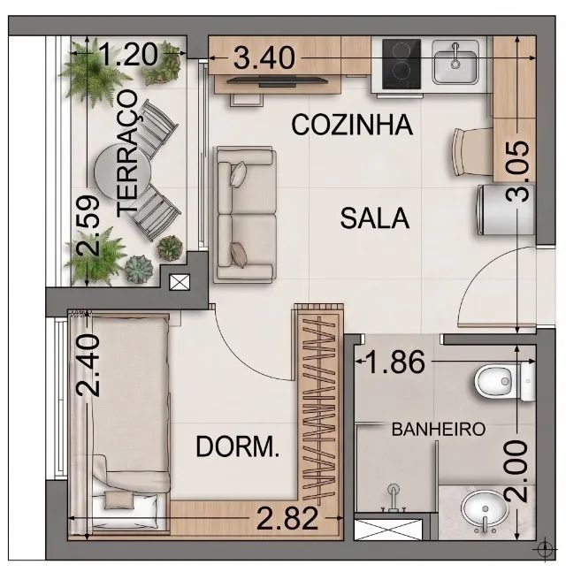Studio à venda com 28m², 1 quarto e sem vaga - Foto 2