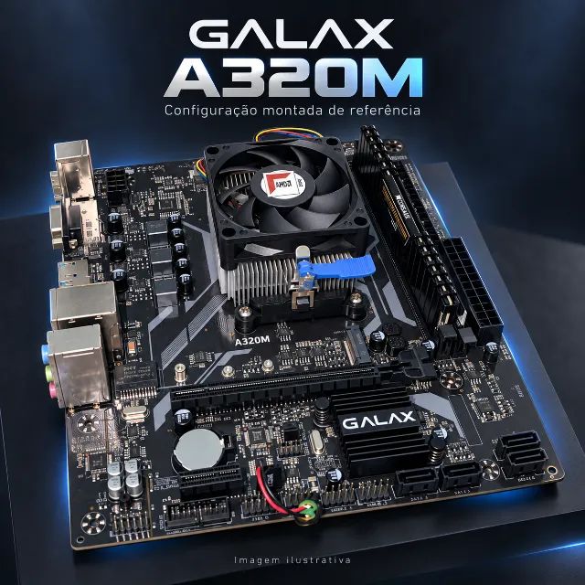 Placa-mãe GALAX A320M AM4 usada