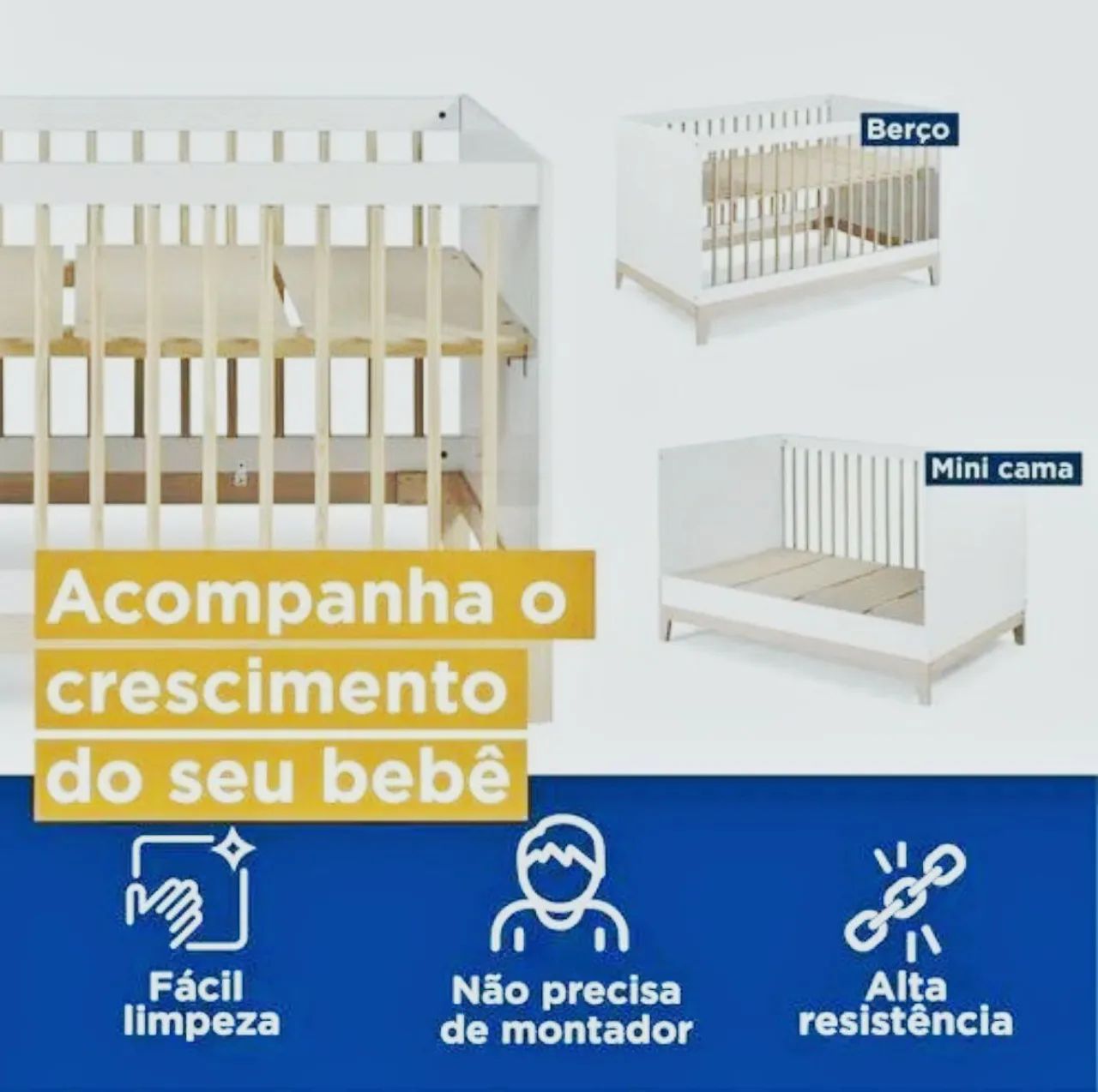 Berço que vira mini cama + colchão  - Foto 3