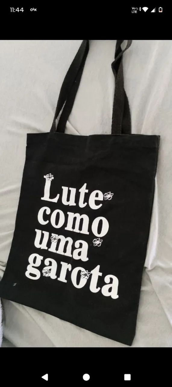ecobag preta grande lute como uma garota 