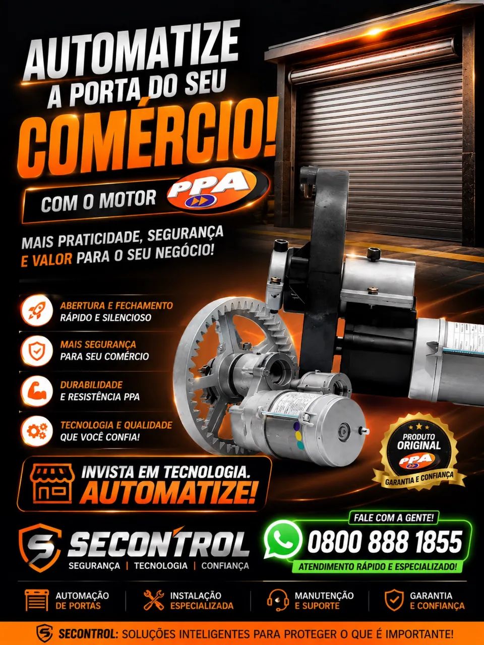 Motor pra porta de enrolar, automatize seu comércio 