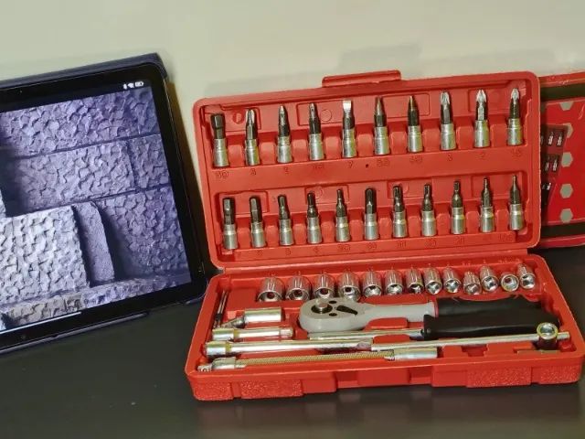 Kit Chaves Ferramentas Catraca Soquete Allen 46 Peças com Maleta
