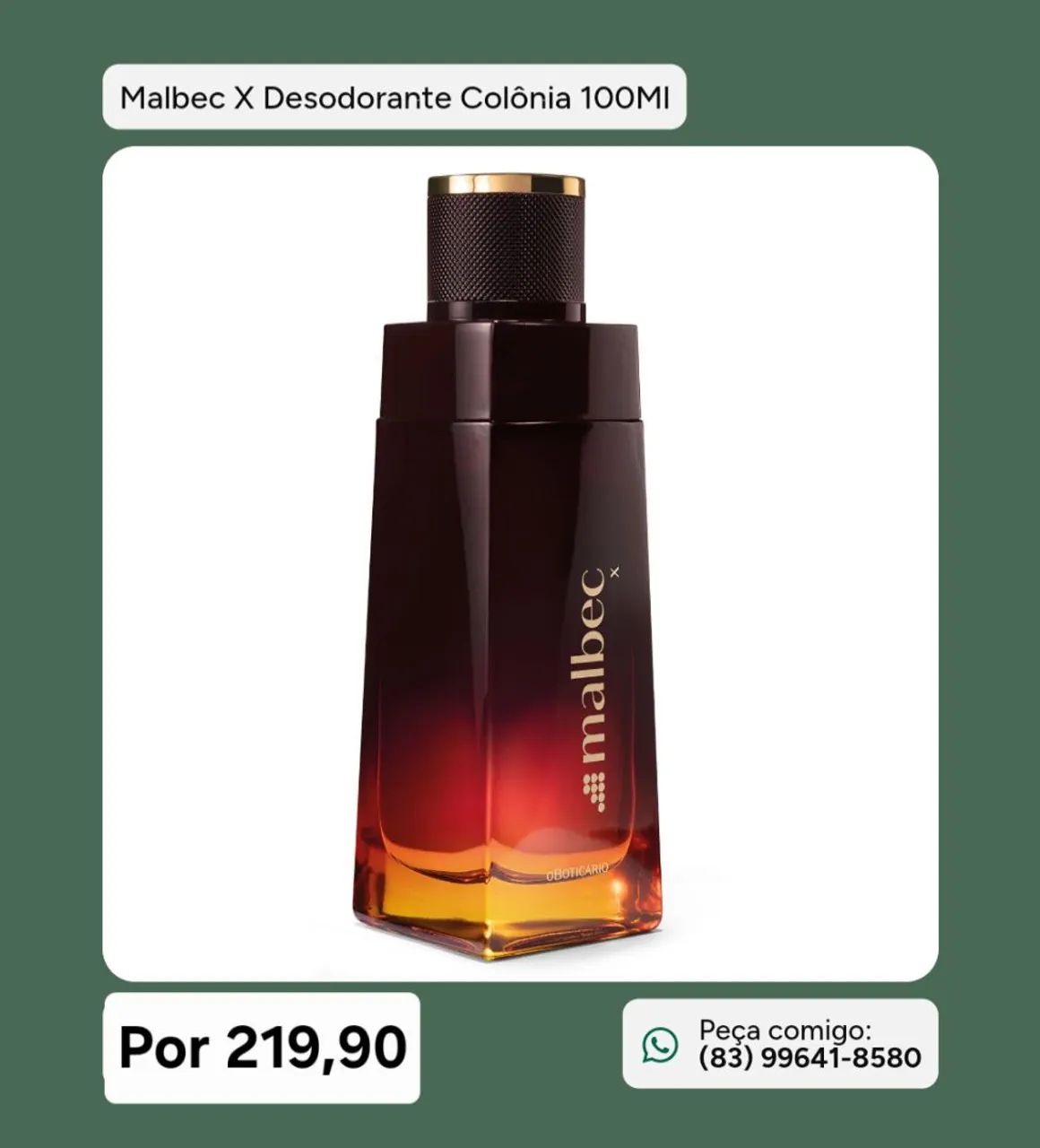 Malbec X, 100ml - O Boticário. 