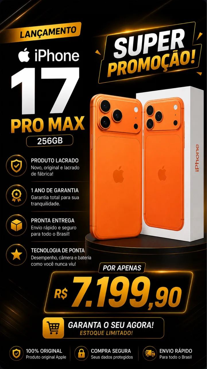 iPhone 17 Pro Max 256 GB - Laranja - Foto 2