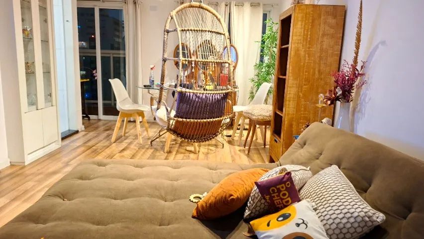 CADEIRA DE BALANÇO SUSPENSA NOVA - FIBRA MARROM - Foto 3