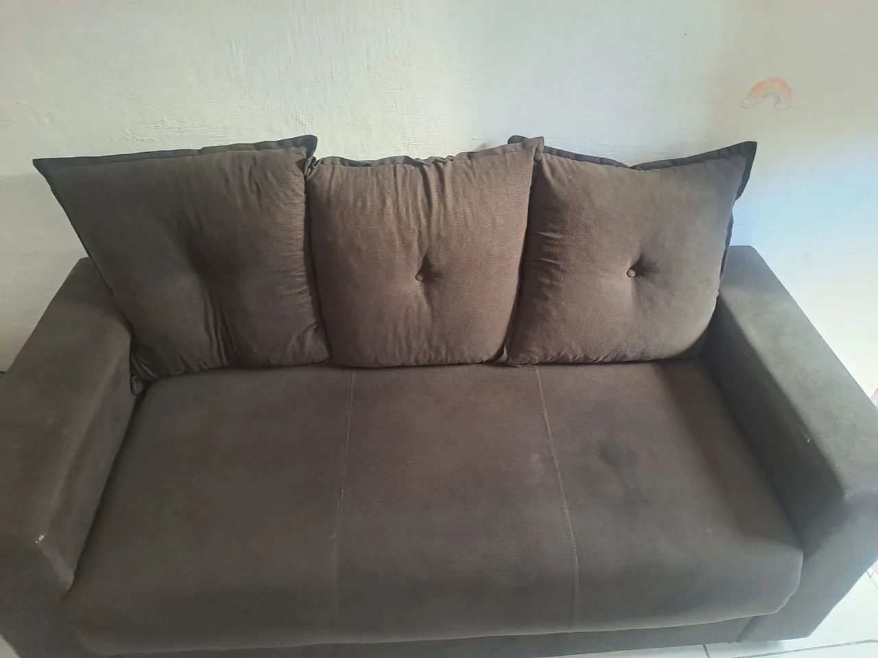 Sofa 3 lugares preto semi novo 