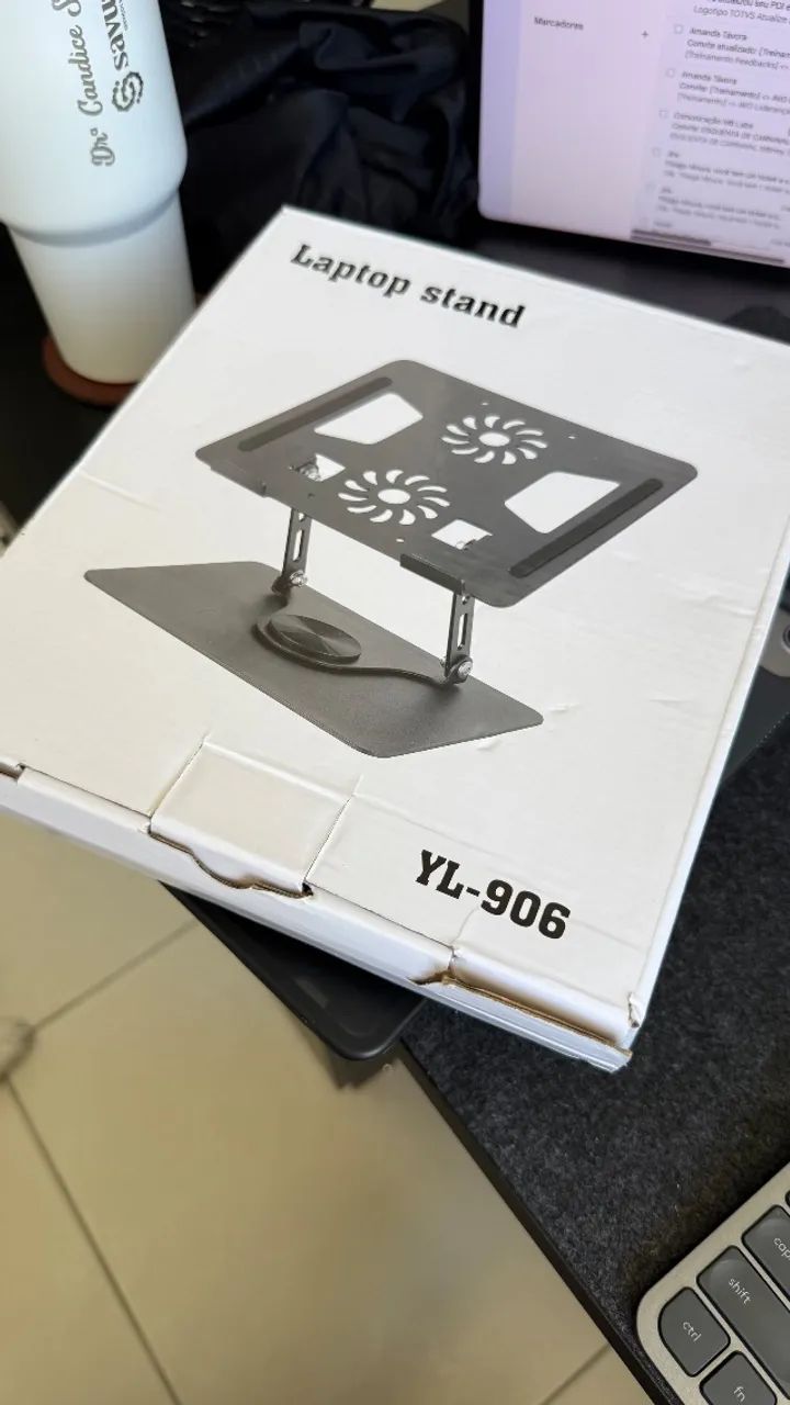 Mesa Articulada Notebook VLX Ajustável 360° 2 Ventiladores USB Alumínio Preto - Foto 2