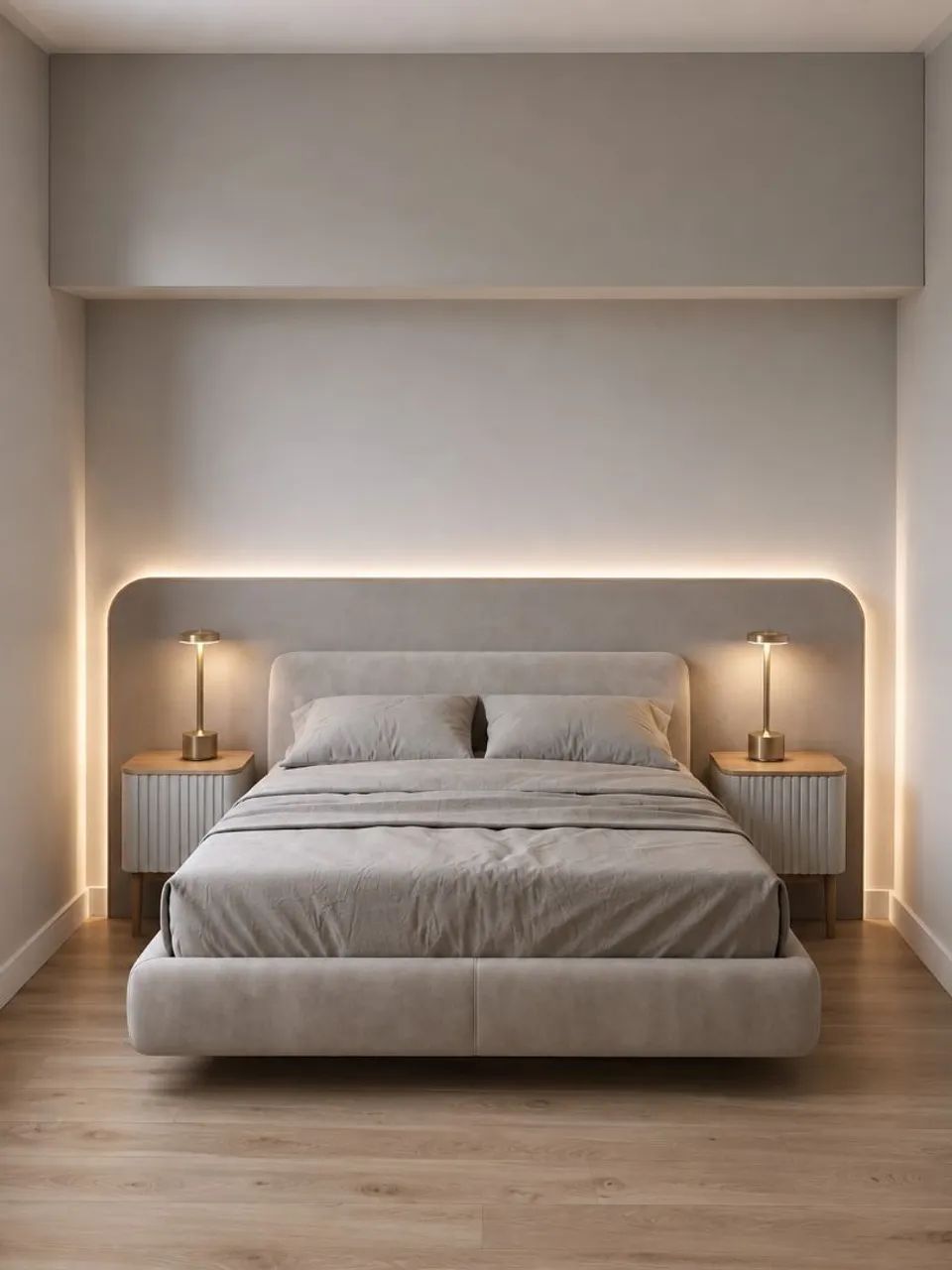 Cabeceira de cama com criados em MDF 