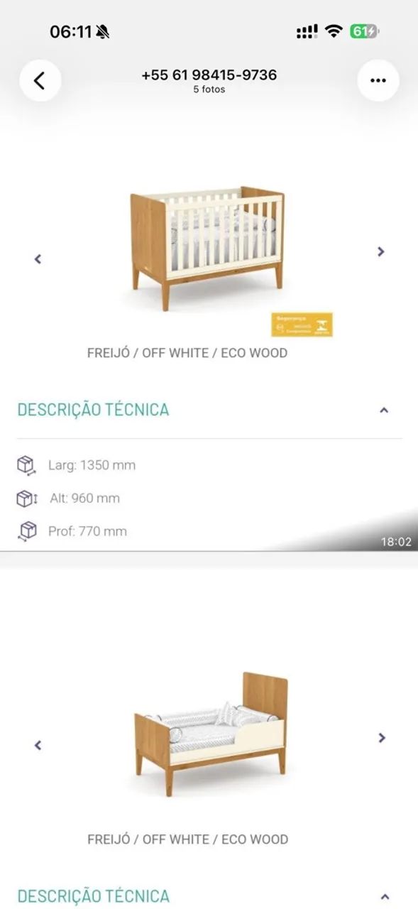 Cama 2 em 1 berço  - Foto 2