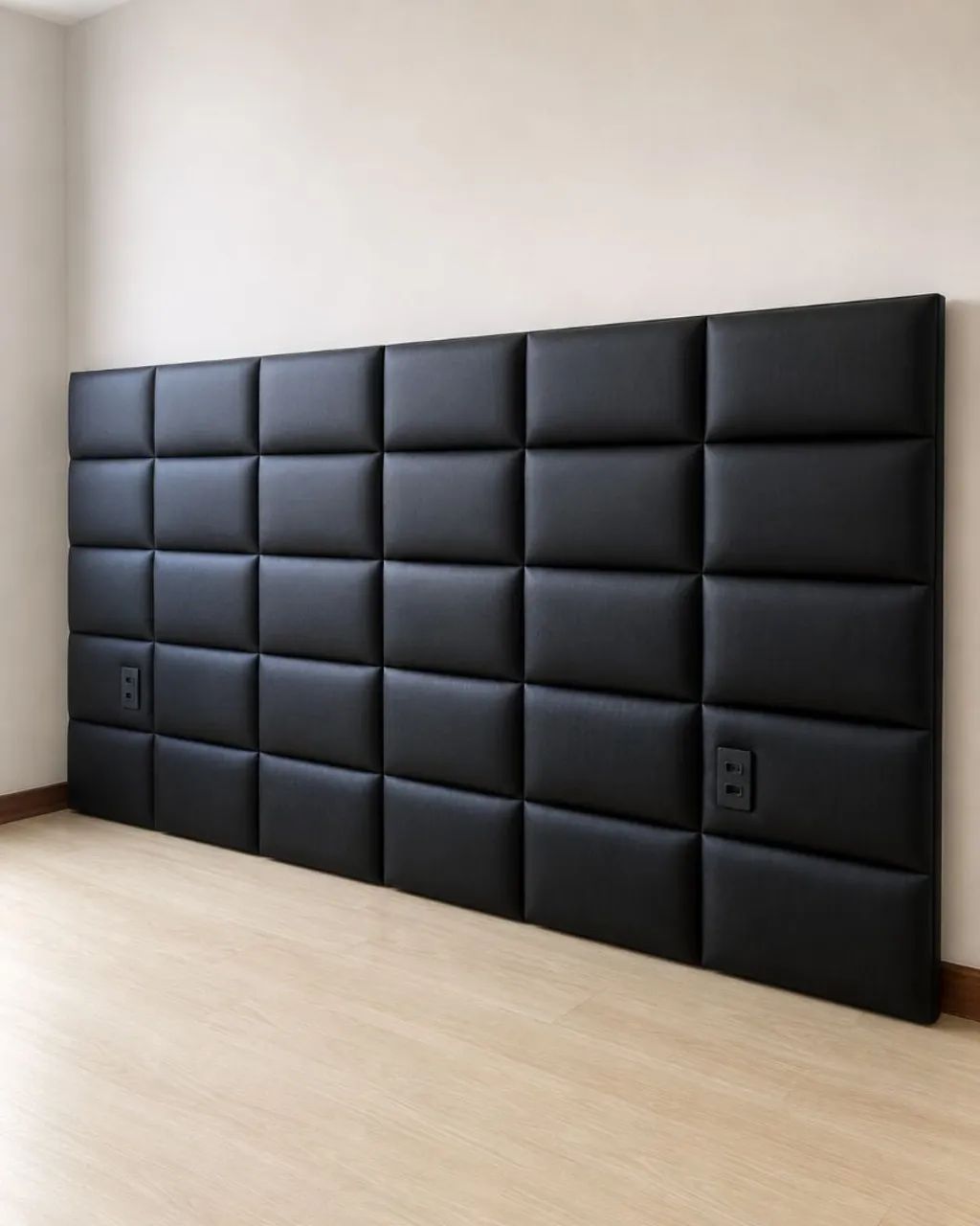 Cabeceira de Cama Estofada Preta 3 Metros - 2 Módulos com Tomadas - Foto 4