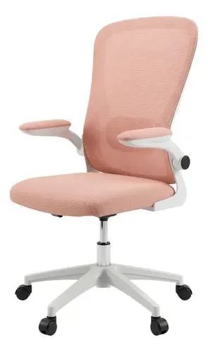 Cadeira Escritório Rosa Ergonômica Tela Mesh Ajustável