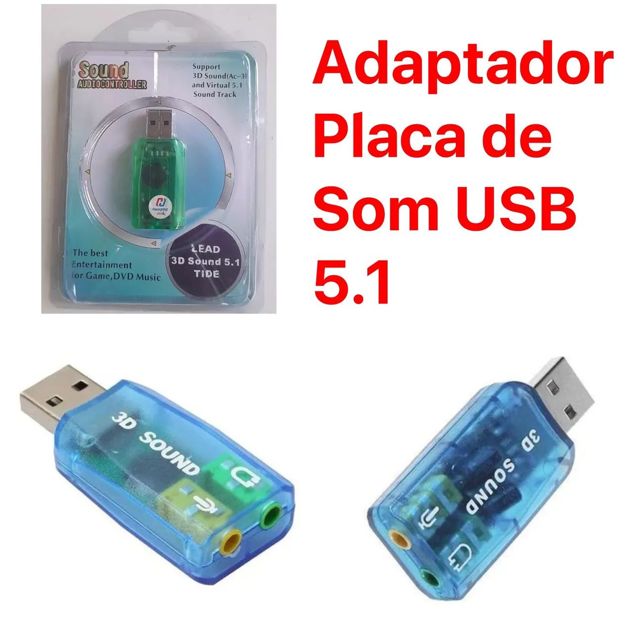 Adaptador Placa de Som USB 5.1