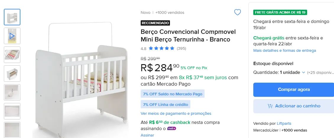 Mini Berço Ternurinha com Colchão - Foto 3