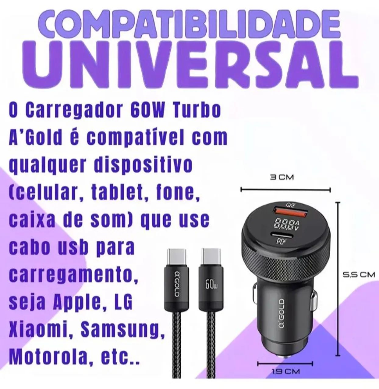 Carregador Veicular 60w Tipo C Turbo Hypercharge - Foto 2