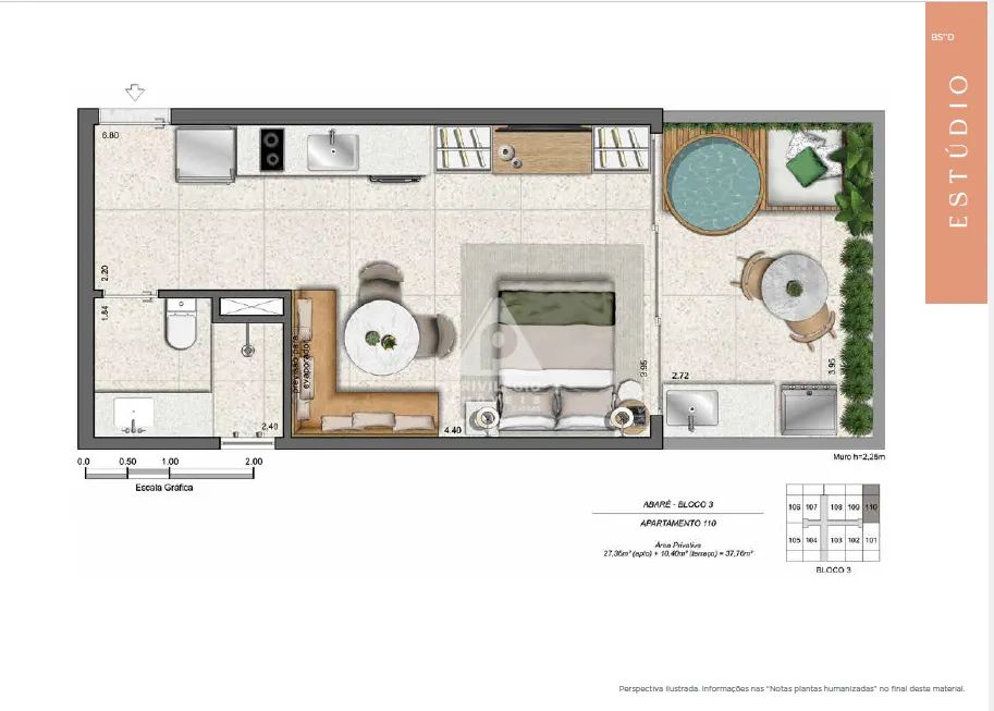 Studio novo com área externa na Gávea - Foto 2