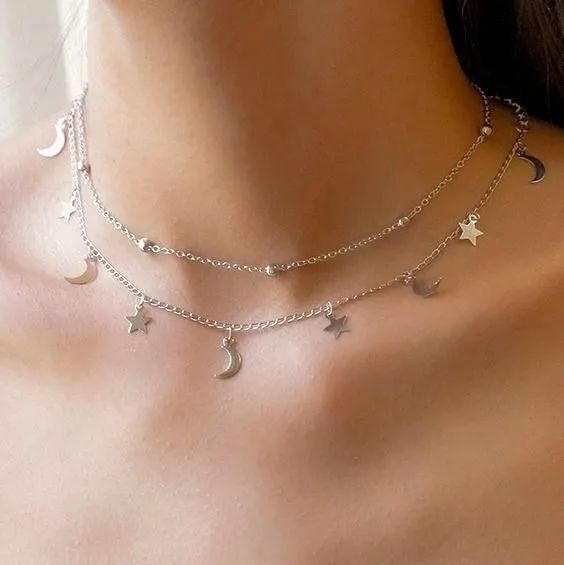Colar Gargantilha Choker Dupla Luas e Estrelinhas - Foto 3