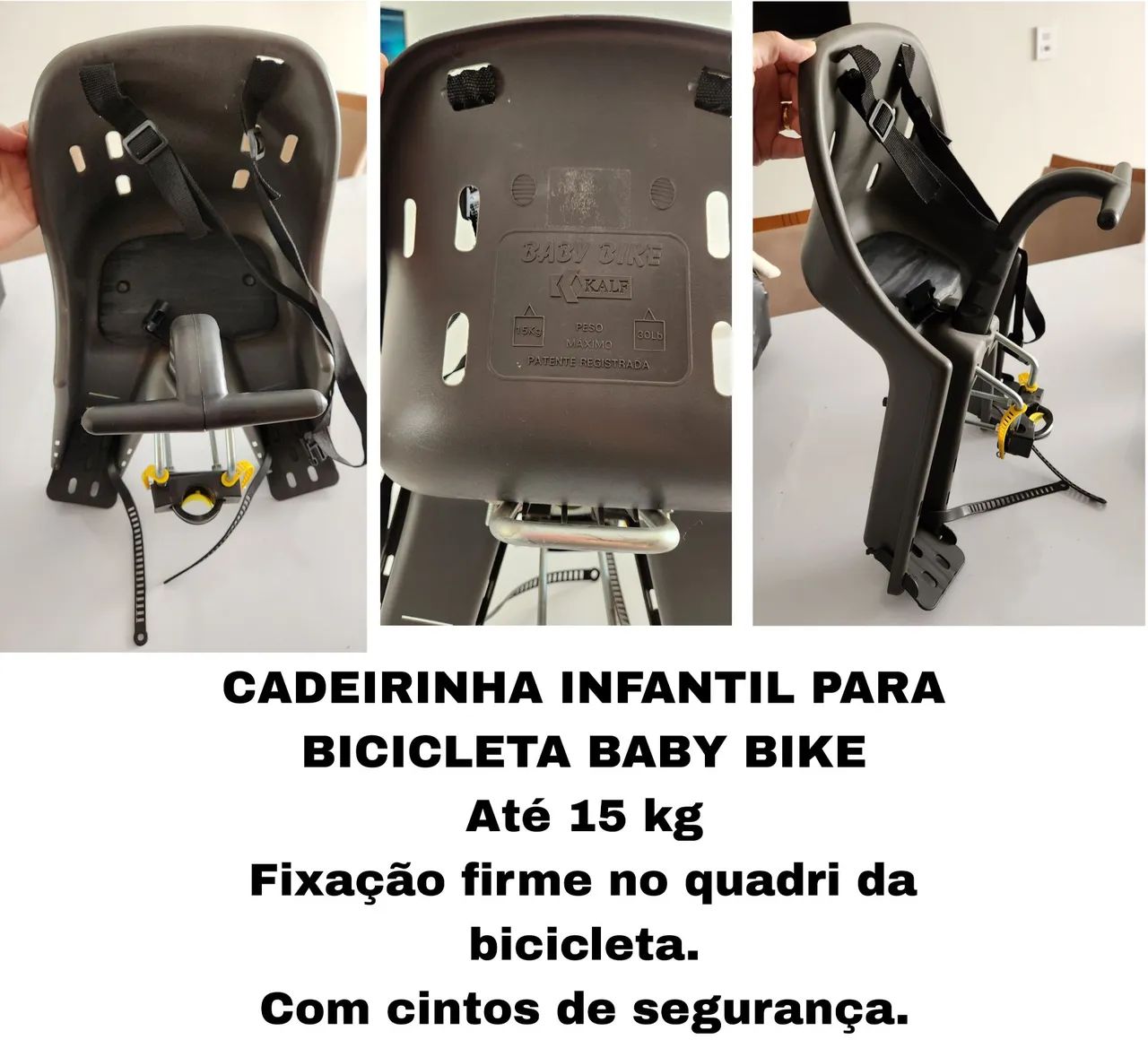 Cadeirinha baby bike ate 15 kg
