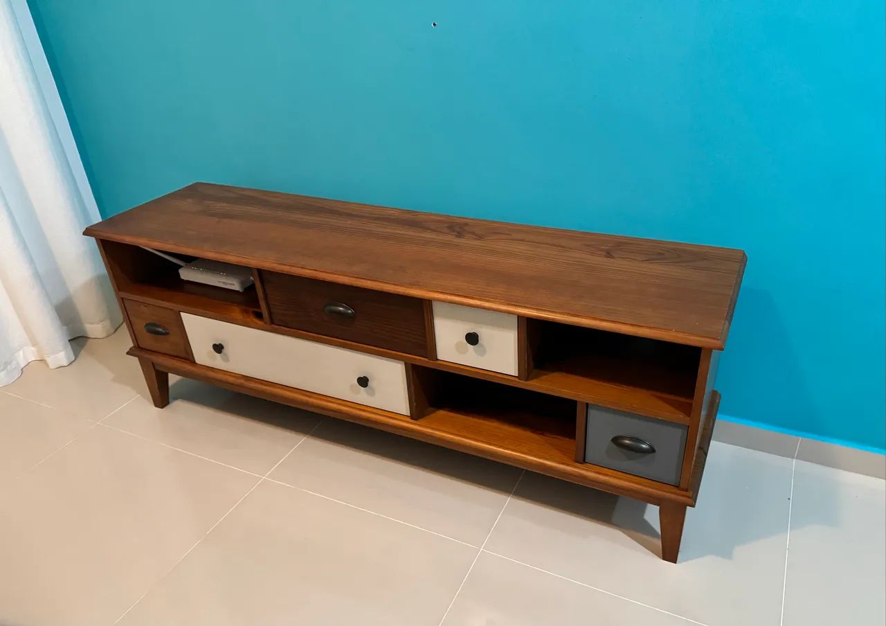 Rack para TV de 55 Polegadas Colors 5 GV Castanho Verniz e Colorido Envelhecido - Foto 2