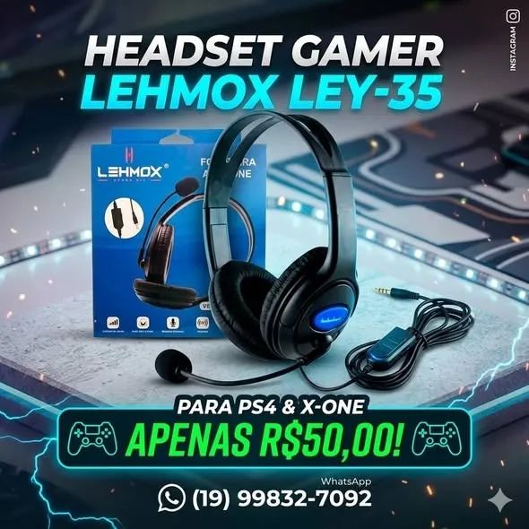 Upar o seu setup gamer sem gastar muito? É pra já! ? ?Chegou o Headset Gamer Lehmox Ley - Foto 3