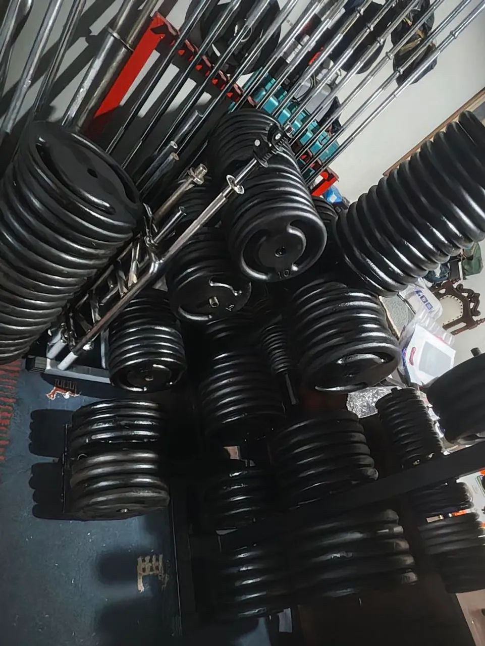 Anilhas de ferro para treino de força 