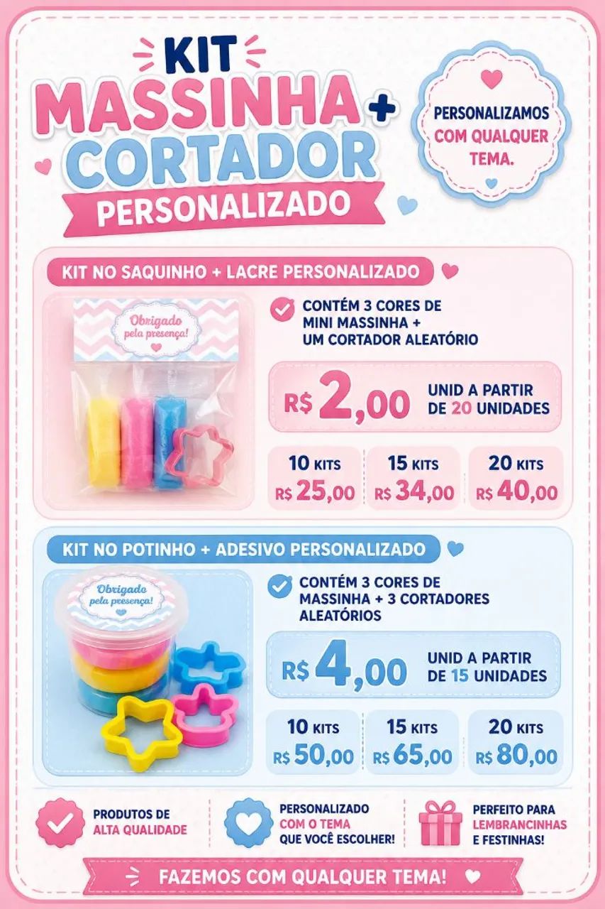 Kit de massinha com cortador 