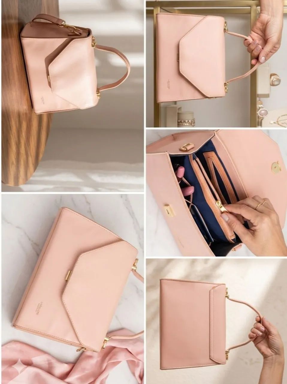 LACE & LORE rosa bebe bolsa de mao - Foto 4