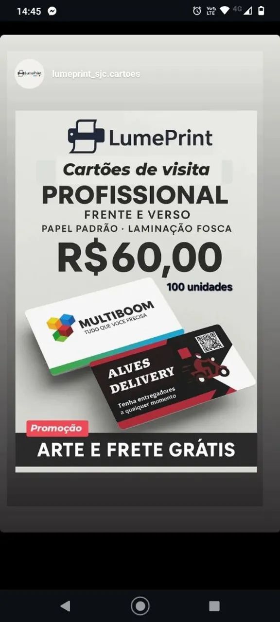Cartão de visitas - frete grátis 