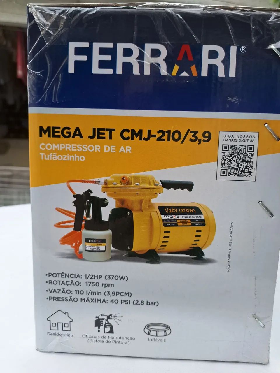 Compressor de ar direto Ferrari 1/2hp, bivolt, novo, na embalagem lacrada  - Foto 3