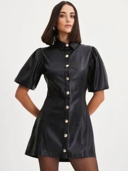 VESTIDO EM COURO PU PRETO RENNER G - Foto 3
