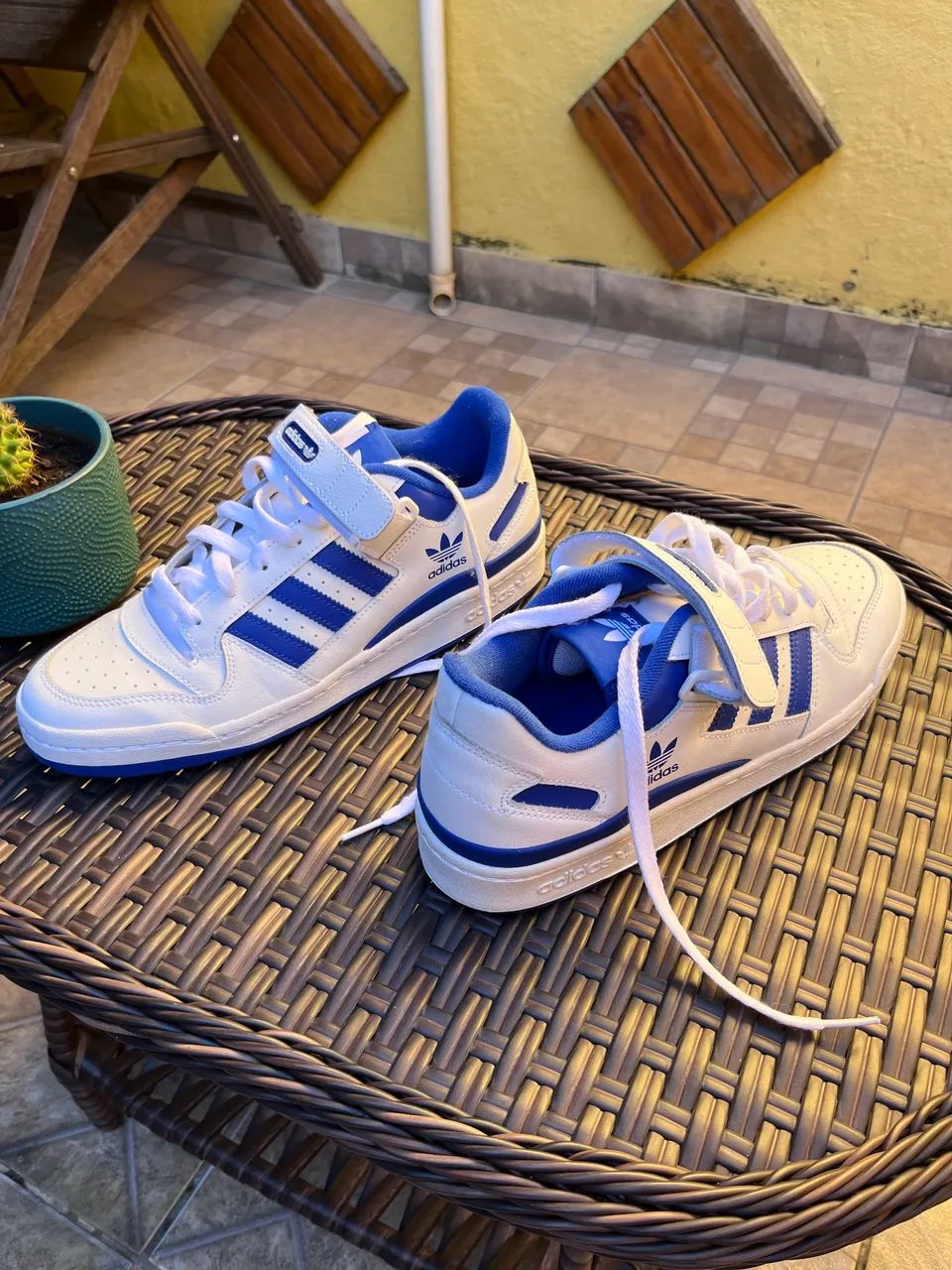 Adidas Fórum Low White Blue Original semi-usado