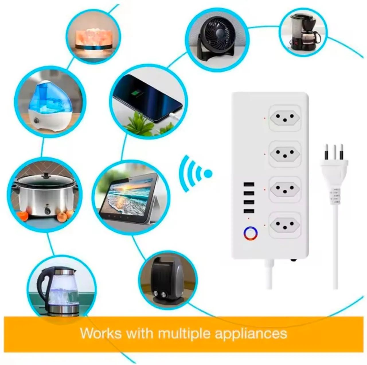 Tomada Smart Wi-Fi Alexa 1.5m 8 Portas - Foto 3