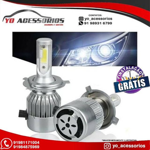 Lampada Led H7 H7 7200LM Super Led H7 Cooler para Carro