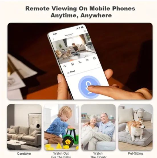 Câmera de segurança WiFi inteligente 1080P com visão noturna - Foto 2