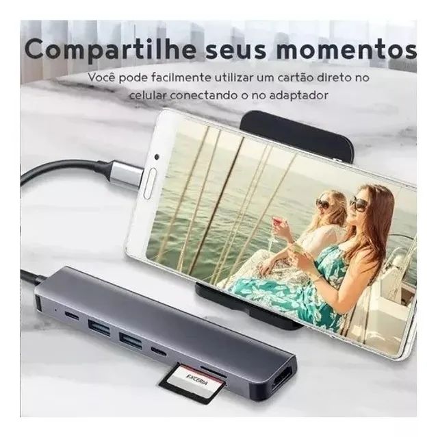 Hub Cabo Adaptador Conversor Usb-c 7x1 Peining Para Notebook - Foto 4