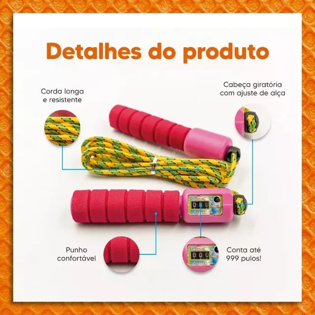 Corda De Pular Com Contador Exercícios Atividades 2,60m - Foto 3