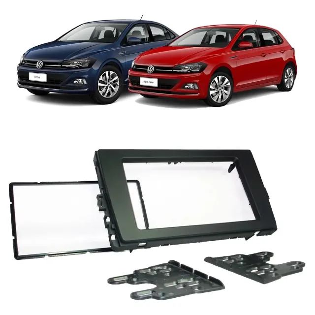 Moldura de Acabamento 2Din 7 Polegadas para o VW Polo / Virtus ano 2017 até 2021 - Black 