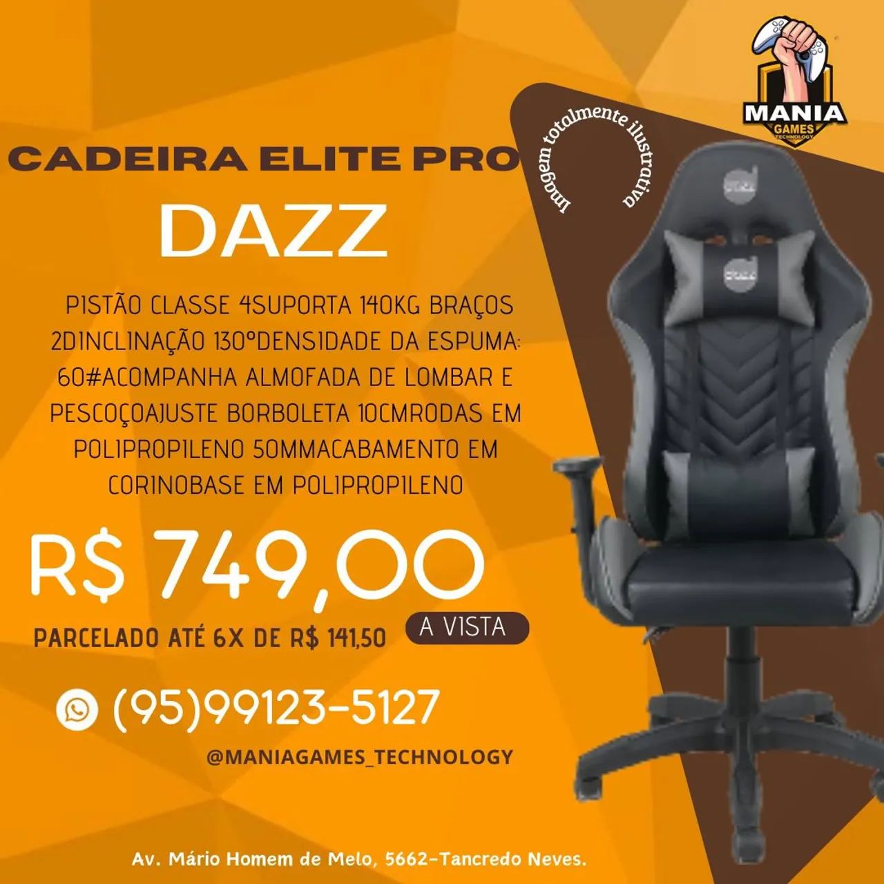 Cadeira Gamer com almofadas 