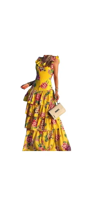 Vestido longo floral amarelo