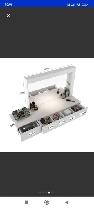 Penteadeira com Espelho e Gavetas - Branca