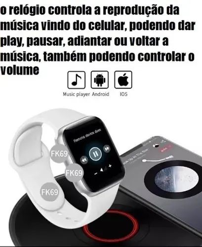 Smartwatch Fk69 Android Ios Relógio Inteligente Bluetooth - Foto 4