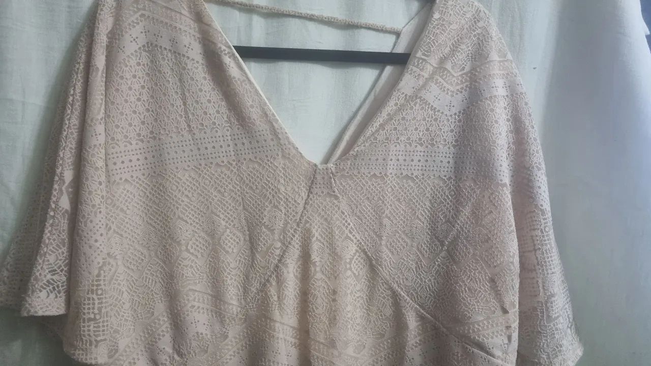 Vestido bege de malha  renda 48  - Foto 2