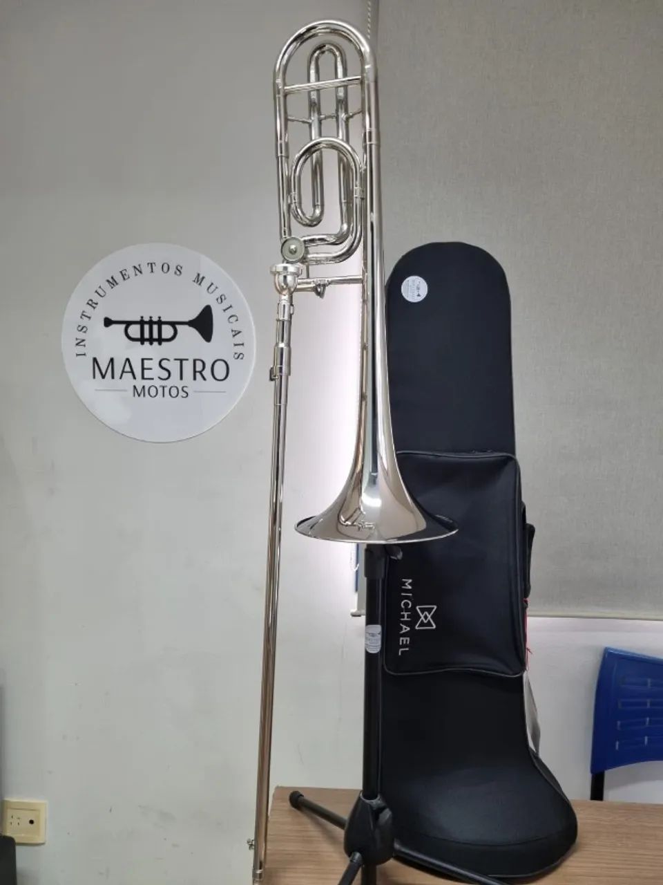 Trombone De Vara Michael C/ Rotor Niquelado NOVO NF - 10X no cartão - Envio p/ todo Brasil